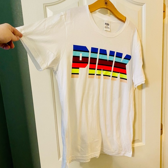NWOT Victoria's Secret PINK White Campus Signature Tee - Picture 5 of 13
